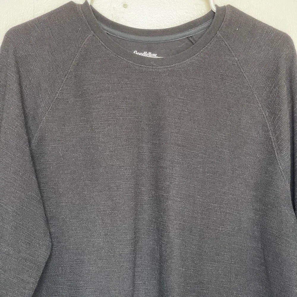 Goodfellow & Co Men’s Shirt Size Large Thermal Henley Long Sleeve Black Ribbed